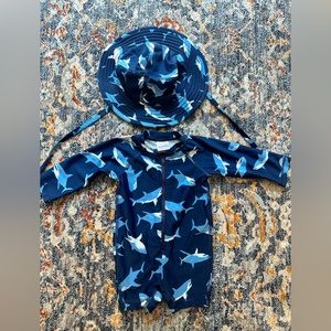 Hanna Andersson long sleeve swim suit & sun hat